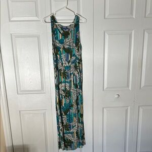 Elegant Blue and Green Maxi Dress